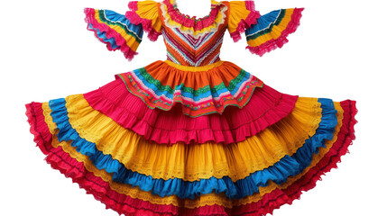 Colombian cumbia dress with ruffled sleeves Transparent background, PNG file