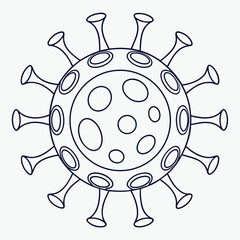 Surreal Virus Moon Fusion Illustration – Hand Drawn Hybrid of Coronavirus and Lunar Surface Concept
