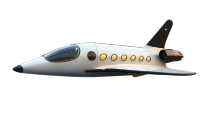 Commercial spacecraft designed for space tourism, complete with passenger windows Transparent background, PNG file