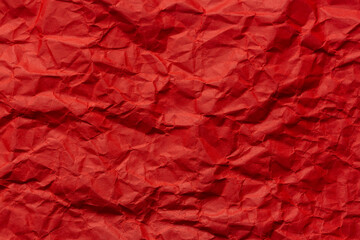 Close-up of red crumpled paper background texture,Red crumpled paper background or texture in detail