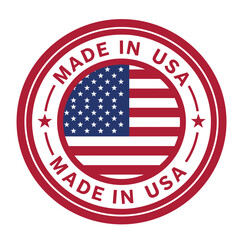 Made in USA icon in circle outline. American quality product symbol. Manufactured in the United States sign. Vector illustration