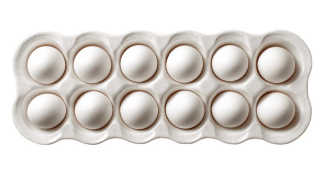 A retro egg tray, white background --ar 16:9