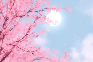 Fototapeta premium Illustration of Lichun (Start of Spring) with blossoms and traditional brush style 