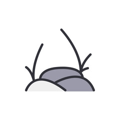 Stylized Hill With Vegetation Represented In Clean Simple Lines