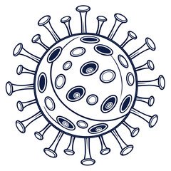 Surreal Virus Moon Fusion Illustration &ndash; Hand Drawn Hybrid of Coronavirus and Lunar Surface Concept

