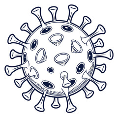 Surreal Virus Moon Fusion Illustration – Hand Drawn Hybrid of Coronavirus and Lunar Surface Concept
