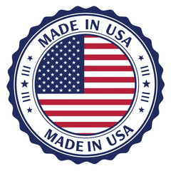 Made in USA icon in circle outline. American quality product symbol. Manufactured in the United States sign. Vector illustration