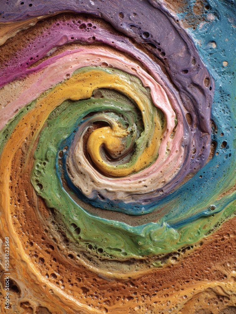 Poster Swirl of Muddy Colors in Spiral Motion Creates a Vibrant Abstract Pattern