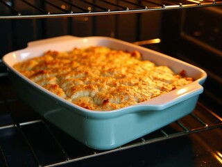 Gratin Dauphinois ist im Ofen goldbraun fertig gebacken und bereit zum Servieren