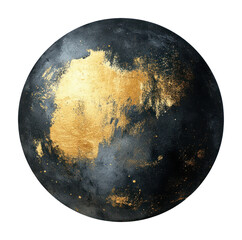 Naklejka premium PNG Black and gold watercolor sphere art illustration astronomy.