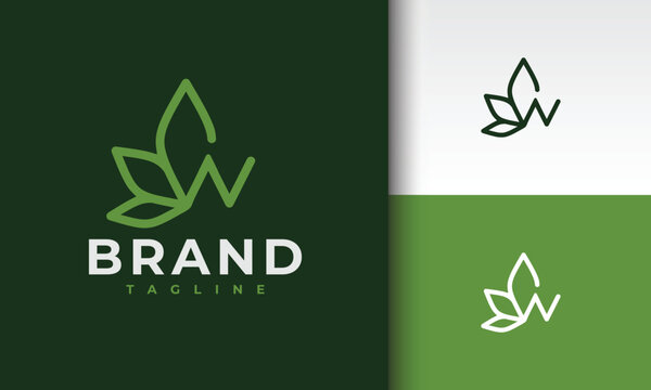 letter W marijuana leaf logo