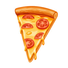 Delicious Pizza Slice isolated on transparent baackground