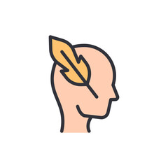 Head With Feather Represents Idea Inspiration And Creative Thinking