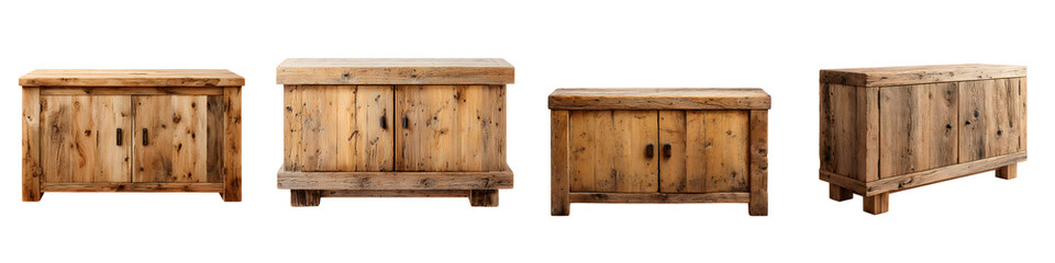 Collection of Rustic Wooden Storage Chests and Trunks