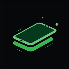 Abstract neon green phone on black background design