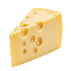 A Wedge of Swiss Cheese Closeup View isolated on transparent baackground