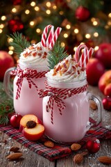  batido, durazno, granizado, hielo, fruta, bebida, refrescante, verano, dulce, jugoso, vaso, decoración, menta, saludable, frío

