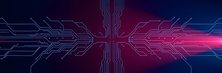 Abstract technology background with circuit board design and glowing light effects