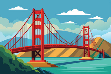 Golden Gate Bridge: an iconic red suspension bridge in San Francisco, California, spanning the bay with architectural grandeur