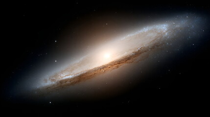 Fototapeta premium Spiral galaxy with bright core and glowing stars in deep space 