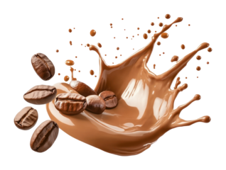 PNG Coffee beans coffee beverage splash.