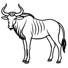 Wildebeest Profile Minimal Linework
