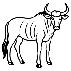 Wildebeest Profile Minimal Linework