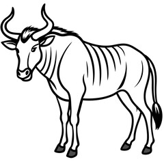 Wildebeest Profile Minimal Linework