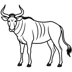 Wildebeest Profile Minimal Linework