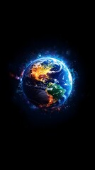 Obraz premium Glowing Earth, space, energy, cosmic background, digital art