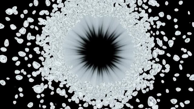 Abstract Shattering Crystal Explosion, Black Hole Effect,  Digital Art