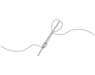 Continuous one line drawing of darts. One line drawing illustration of darts. Business target, bullseye concept single line. Editable outline