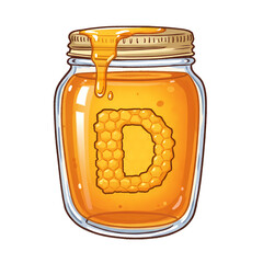 Honey Jar with Vitamin D Design isolated on transparent baackground