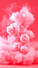 Fototapeta premium Pink smoke plume rising, studio backdrop, vibrant background, design element