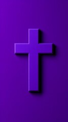 Fototapeta premium Purple cross, textured background, religious symbol, faith concept, website design