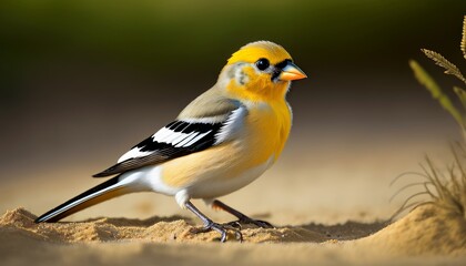Fototapeta premium Stunning Close-Up of a Colorful Bird Perched on Sand, Showcasing Vivid Plumage and Natural Beauty, Perfect for Nature Lovers and Bird Enthusiasts