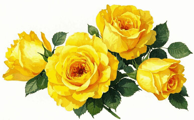 Chromatique Rose yellow roses isolated watercolor vector illustration svg