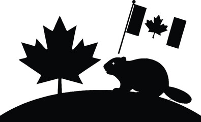 Happy Canada day silhouette vector template