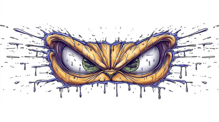 angry monster eyes graffiti sticker wall decal