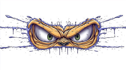 angry monster eyes graffiti sticker wall decal
