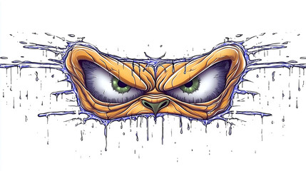 angry monster eyes graffiti sticker wall decal