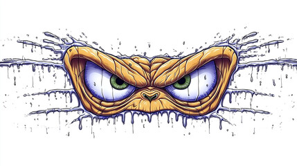 angry monster eyes graffiti sticker wall decal