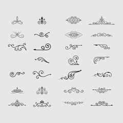 Collection of Decorative Swirl and Floral Style Element Designs