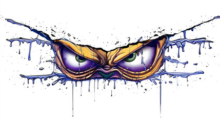 angry monster eyes graffiti sticker wall decal
