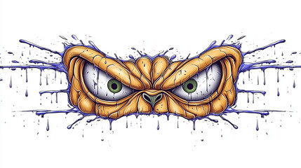 angry monster eyes graffiti sticker wall decal