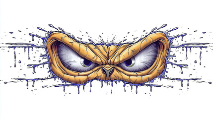 angry monster eyes graffiti sticker wall decal