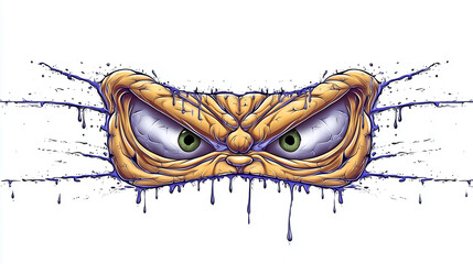 angry monster eyes graffiti sticker wall decal