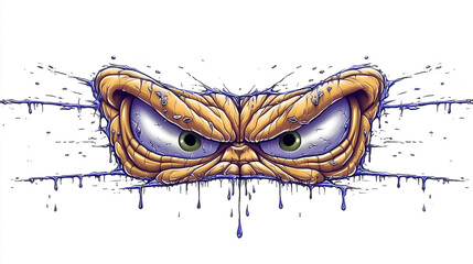 angry monster eyes graffiti sticker wall decal