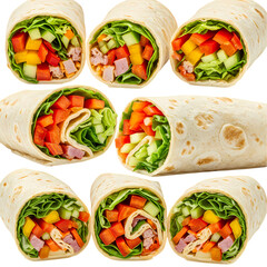Delicious Veggie Wraps A Culinary Collage isolated on transparent baackground