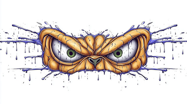 angry monster eyes graffiti sticker wall decal
